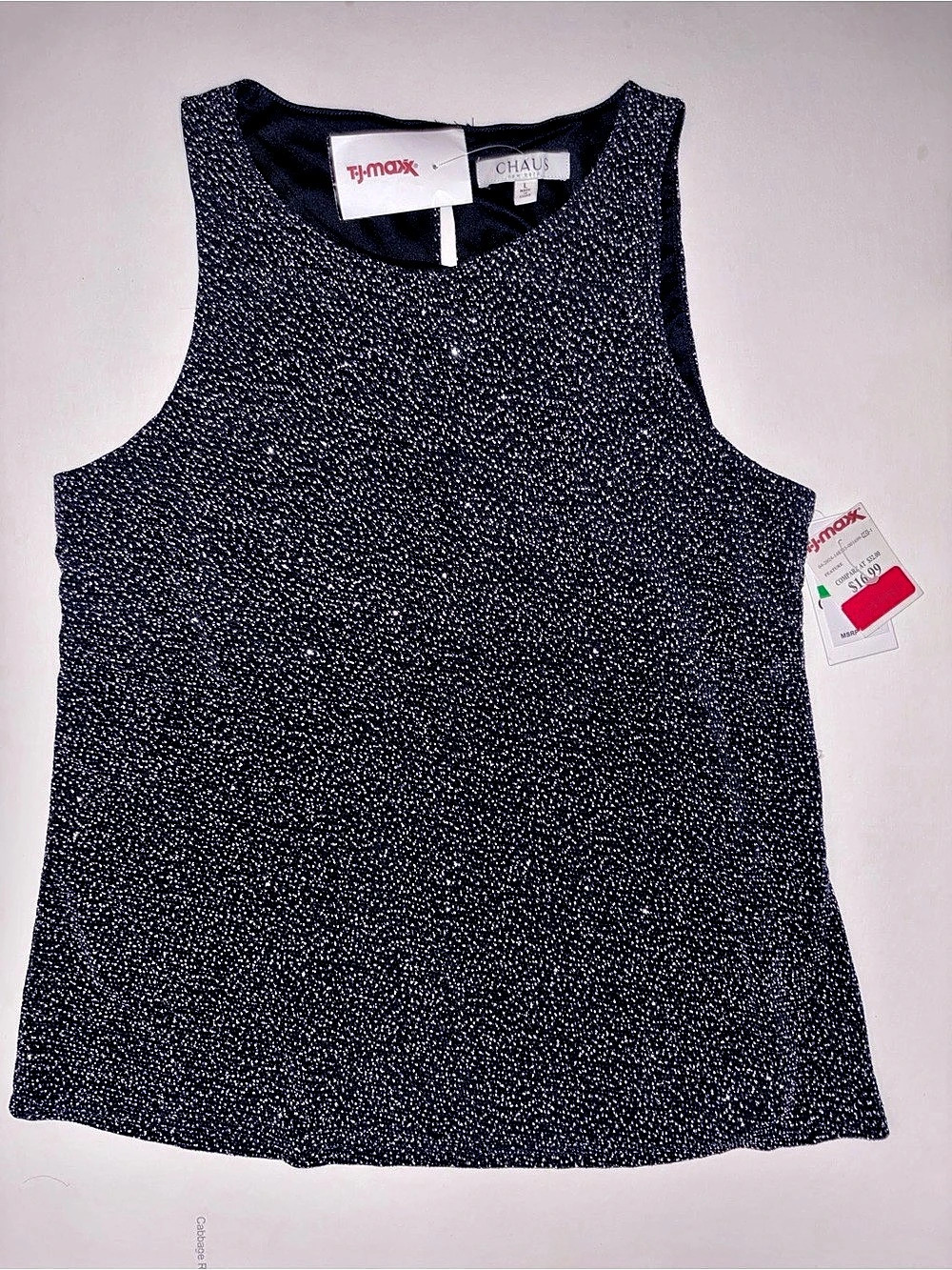 Chaus Polka Dot Tank Top in Blue & White Size Large NWT
